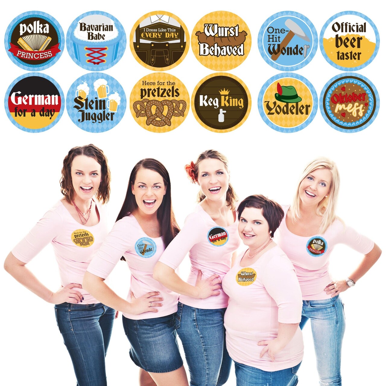 Big Dot of Happiness Oktoberfest - Beer Festival Funny Name Tags - Party Badges Sticker Set of 12